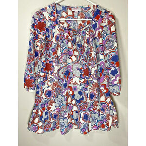 Liberty of London For Target Top‎ Purple Red Floral Peasant Blouse